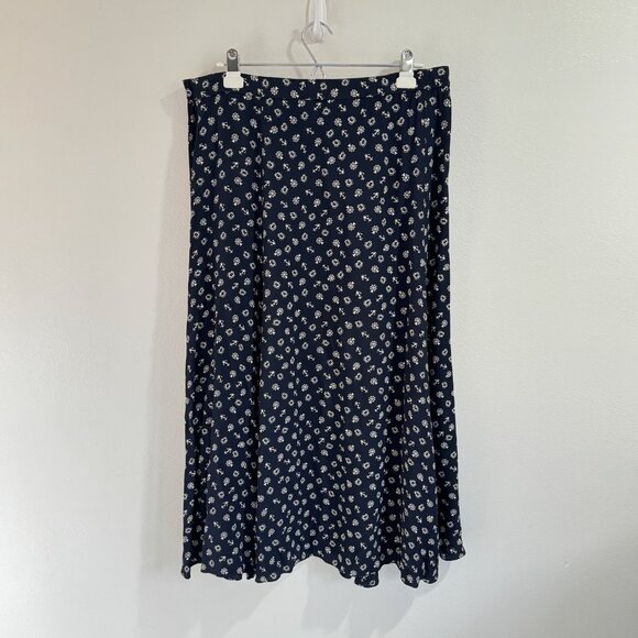 Vintage 90s Y2K Liz Claiborne Skirt L Navy Blue White Nautical Anchors Boats - Picture 4 of 8